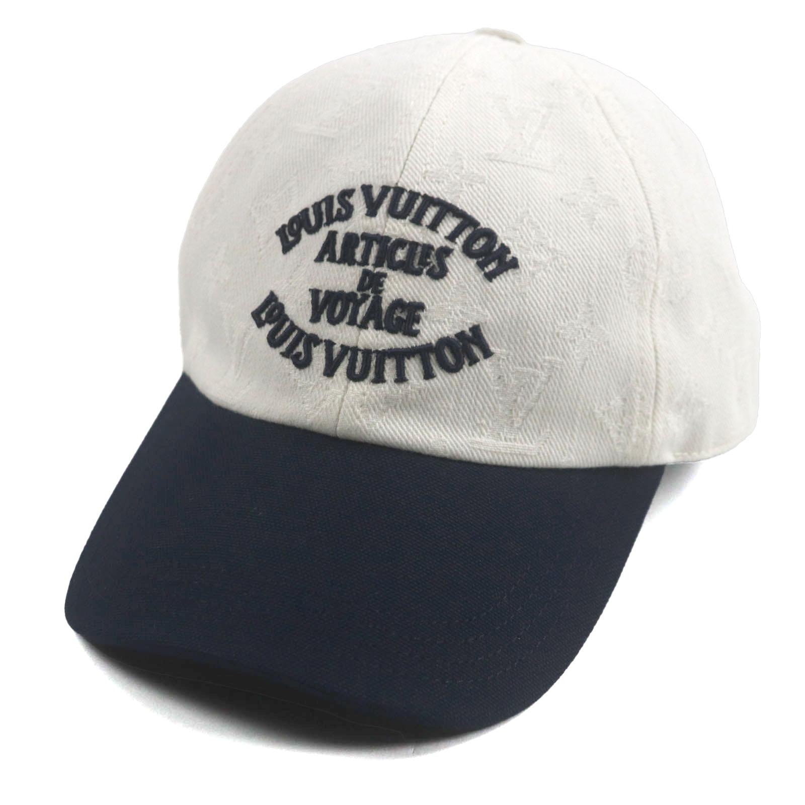 

Excellent LOUIS VUITTON cap Two-tone Travel Cap S00 White navy cotton mens S M5147L Used