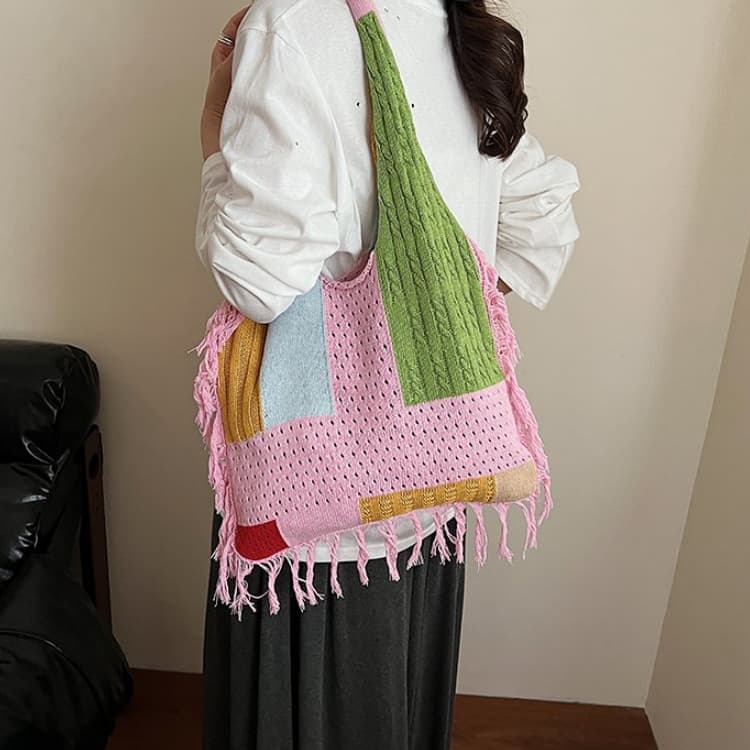 Mori literary and artistic vacation breathable large-capacity shoulder woven bag