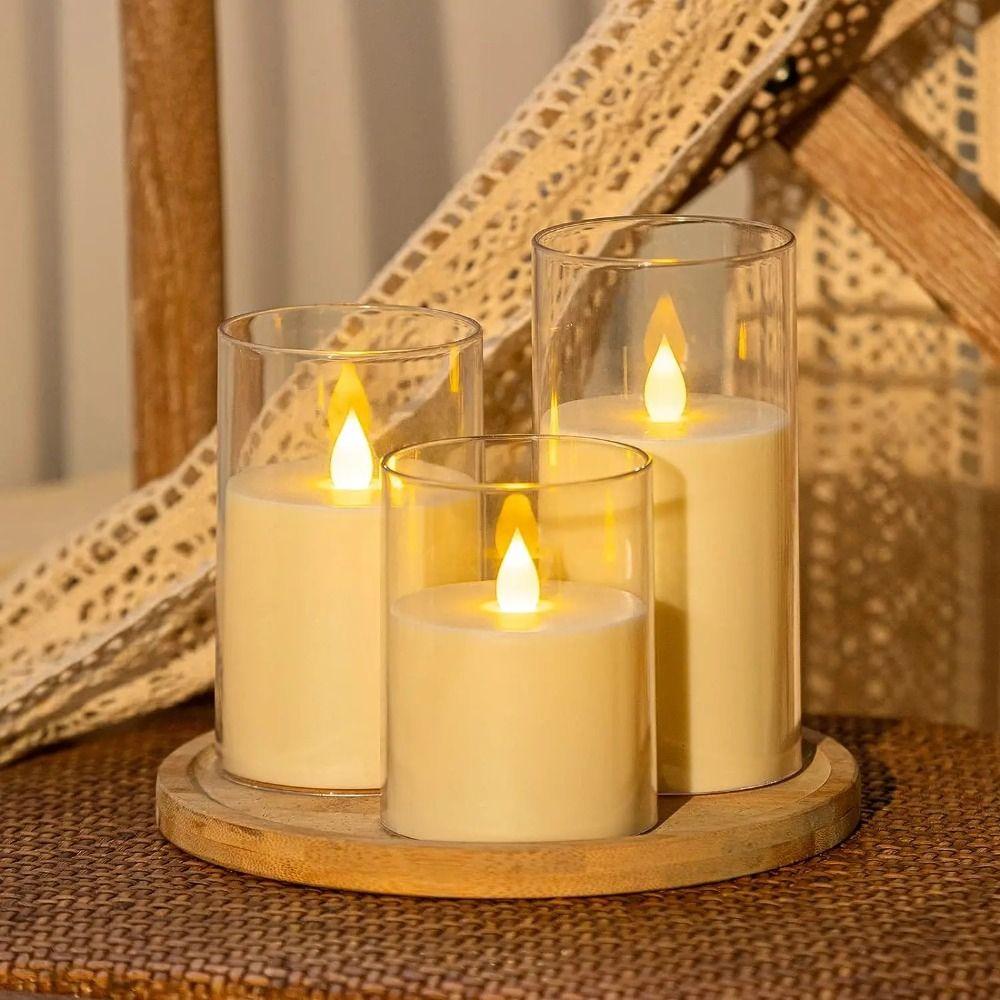 Simulation LED Flameless Candles Light Acrylic Night Light Candles Lamp  Festival Celebration