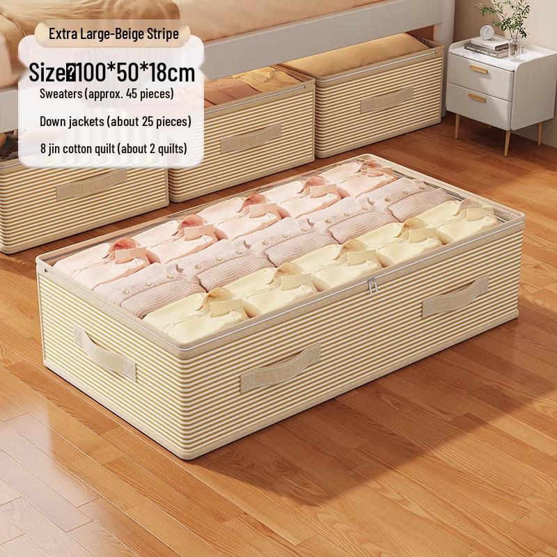 

Плоский ящик для зберігання під ліжко для одягу та ковдр - Тканинний органайзер з прозорим дизайном 100x50x25cm
