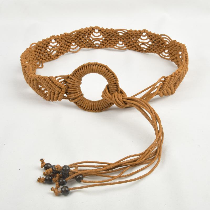 

Этнический стиль Пояс Печать воском Веревочный плетеный ремень Ретро Украшение юбки Женский Богемный Пояс Пасторальный стиль Юбка верблюд