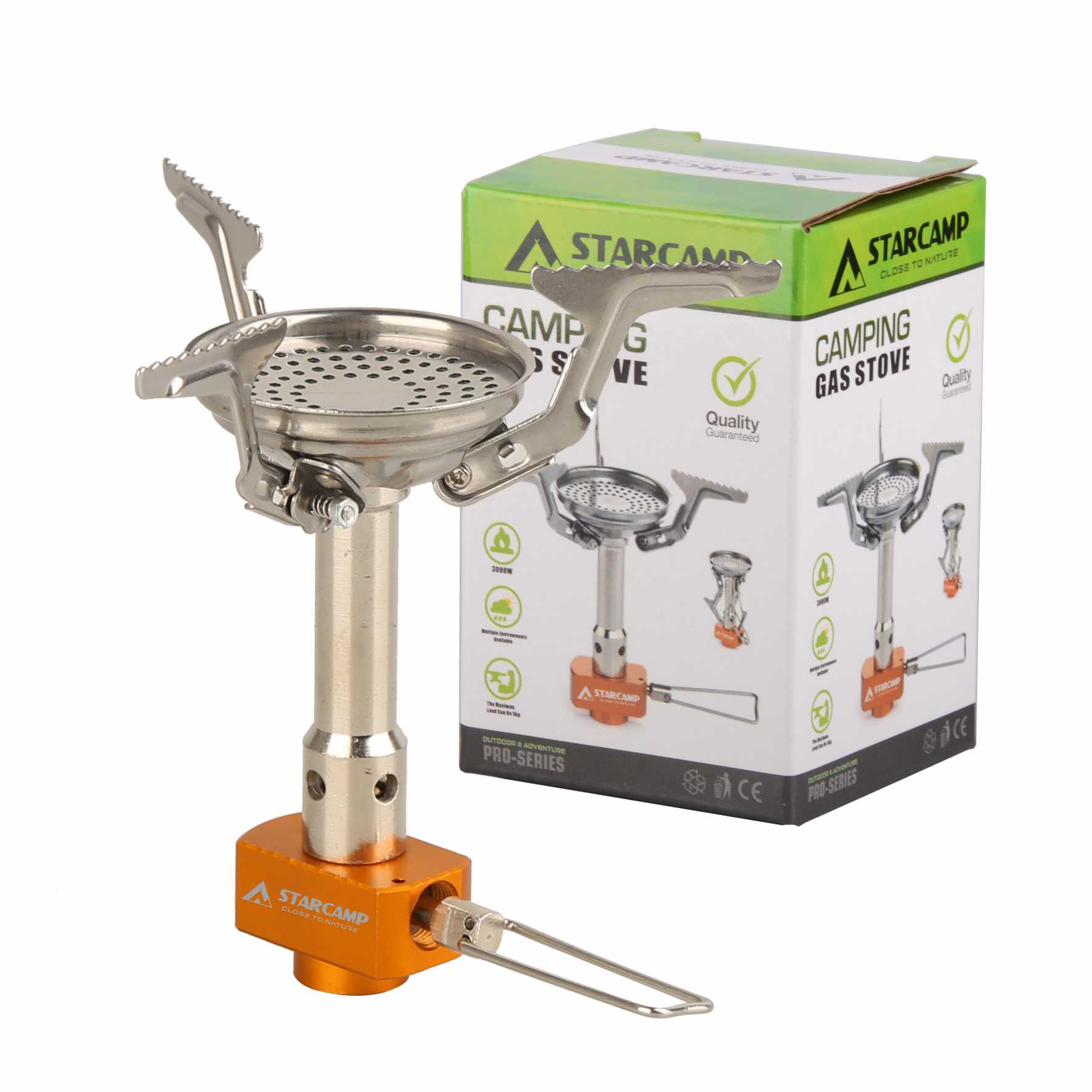 STARCAMP 3000W Stainless Steel Outdoor Solo Backpack Hiking Foldable Camping Butane Gas Stove Portable Travel Picnic BBQ Burner оранжевый