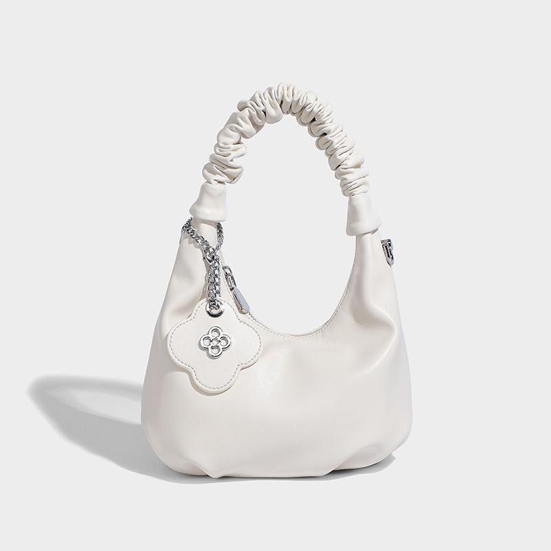 

Высококачественные нишевые сумки, женская модная сумка через плечо на одно плечо, летняя женская сумка-пельмень с ручной складкой бежевый