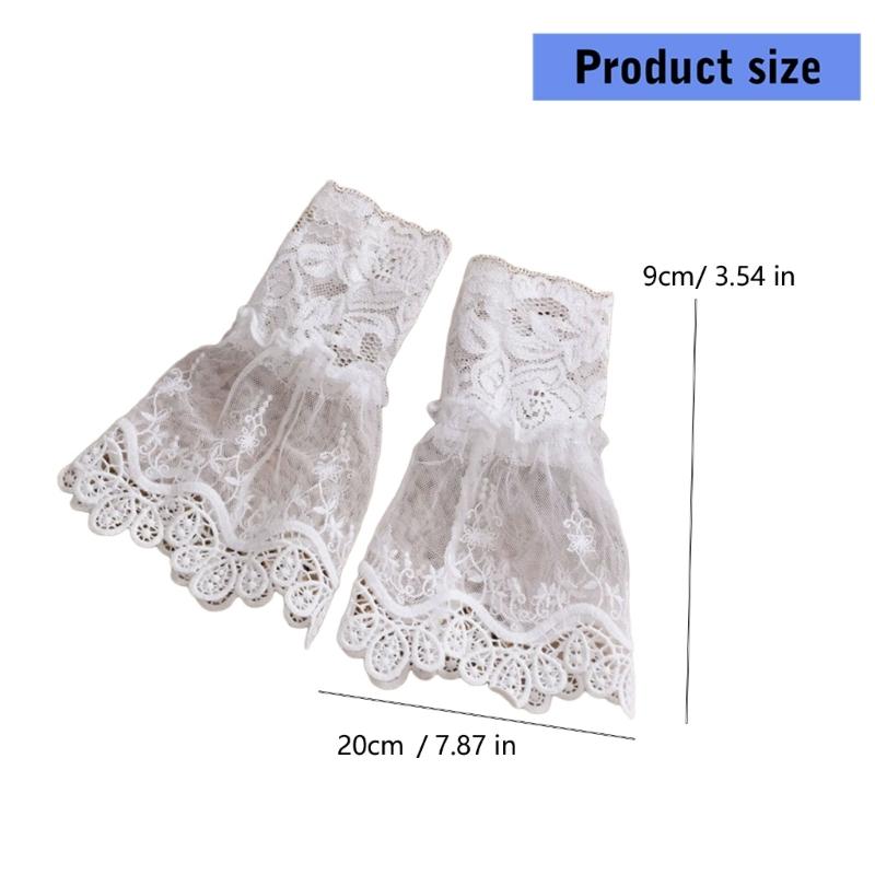 Elegant White Floral Lace Fake Cuffs For Women Stylish Hand Sleeve Cosplay Accessories Perfect For Parties And Weddings