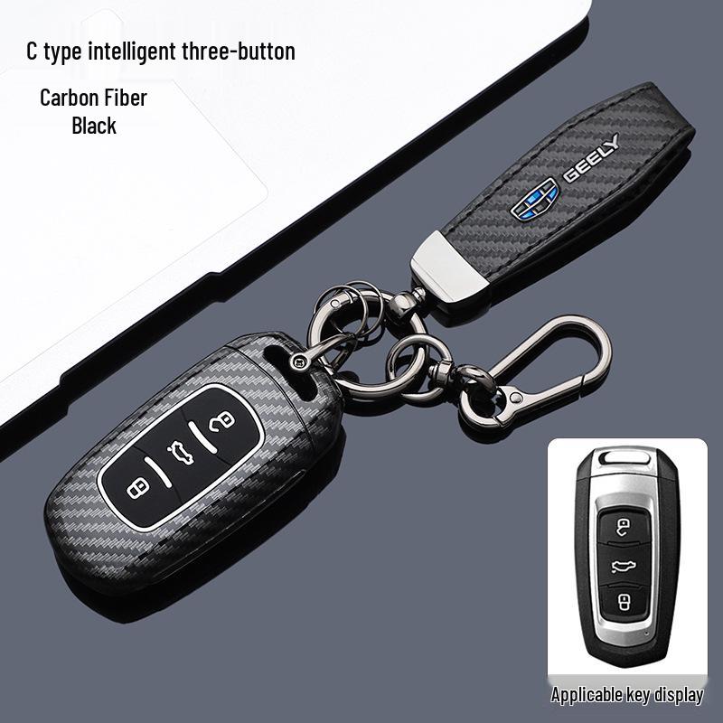Étui pour clé pour modèles Geely: Emgrand, Xingyue, Boyue, Xingrui, Bin Yue, Bin Rui, Denim Galaxy - Coque de Protection avec Boucle