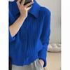 Temperament Pink Lapel Sweater Cardigan Female Early Spring Design Sense Niche Gentle Lazy Knit Jacket Solid Color Tops