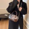 Premium sense retro contrasting color portable bowling bag women 2025 new trendy shoulder bag versatile messenger bag