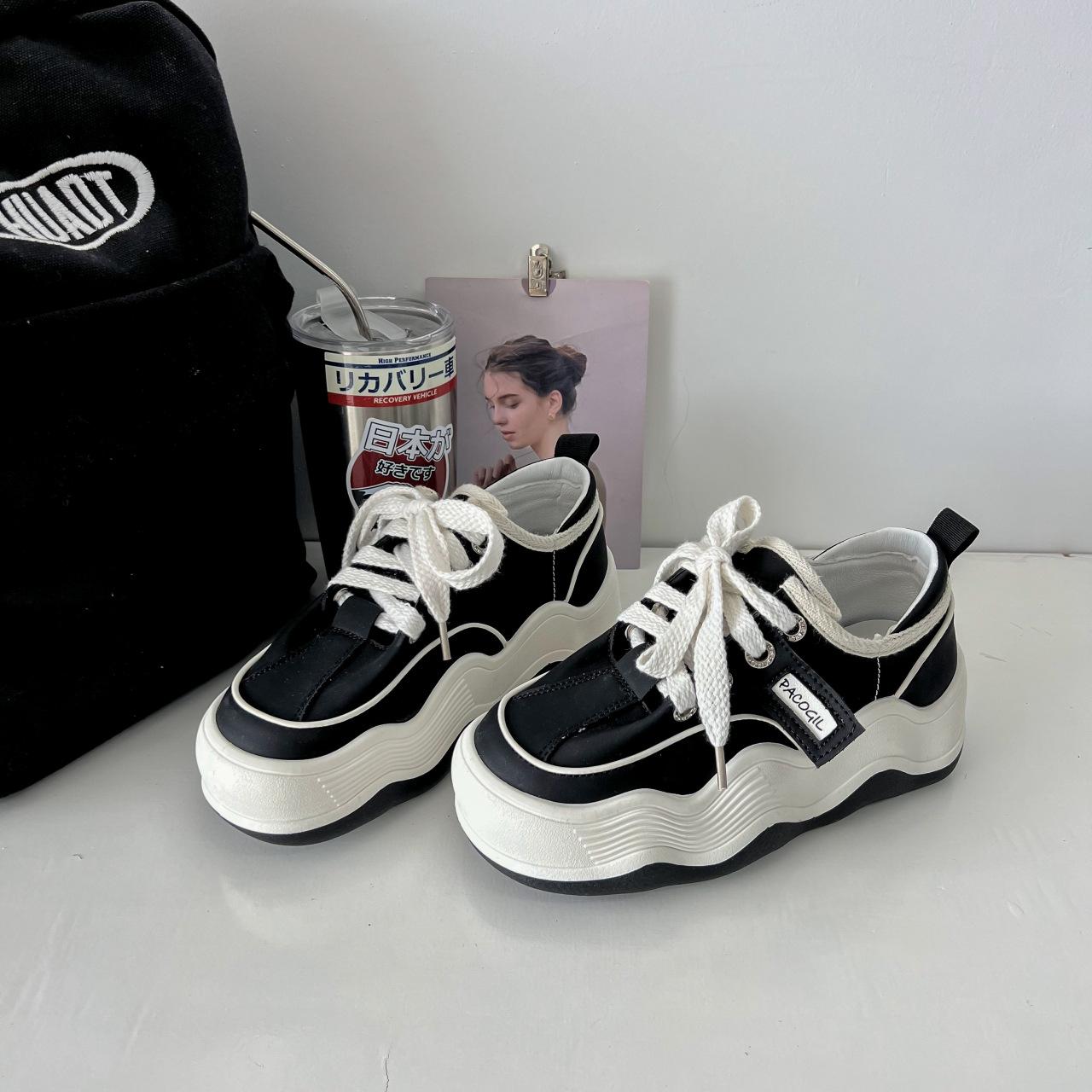 

Women s Fashion Sneakers 2026 Spring New Casual Breathable Thick Soled Height Increasing Women Sports Anti-Slip Running Shoes 40 чорний