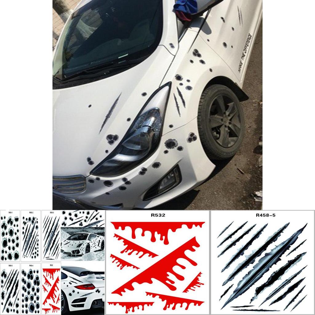 Stickers Side Car Auto Bullet Hole Motorcycle Decoration Sticker 3d Styling Car