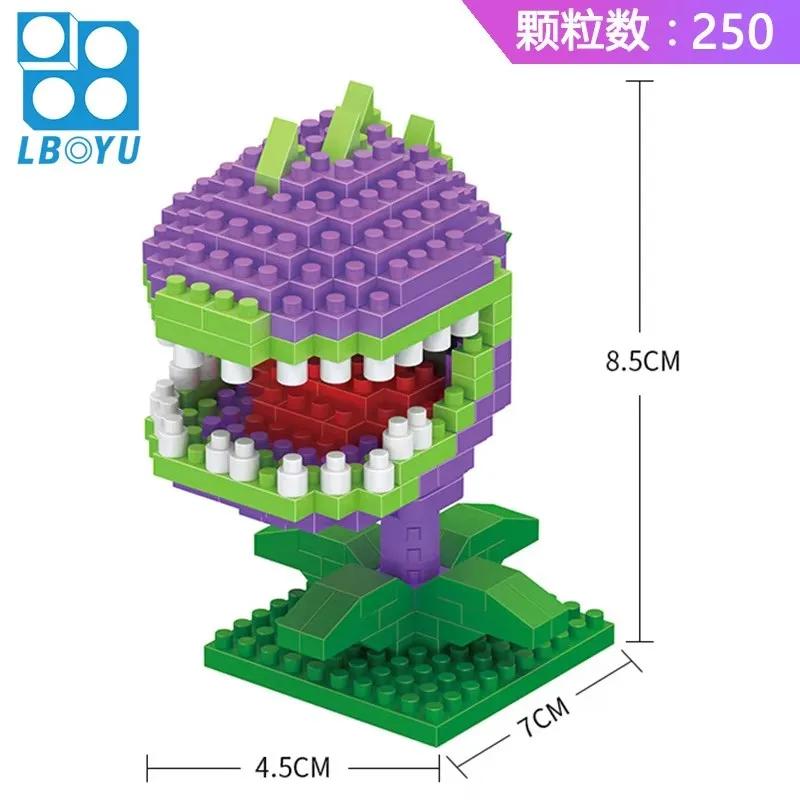 Plants Vs Zombies Blocks Small Cartoon Mini Building Block Peashooter Sunflower Chomper Assemble Action Model Doll Toy For Kids