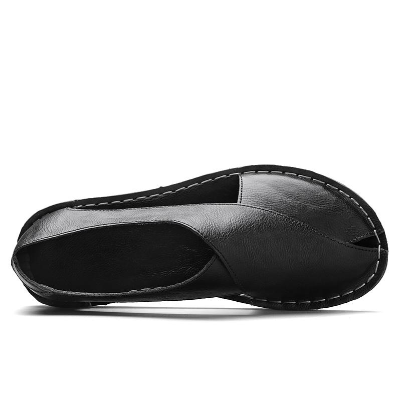 Genuine Leather Breathable Non Slip Soft Summer Men Sandals Cozy Hollow Classic Fashion All-match Casual Wear