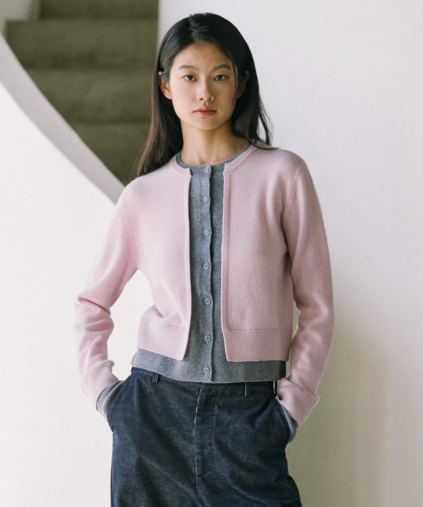 SHINE ON YOU Premium Rws Superfine Merino Layered Effect Cardigan_Powder Pink