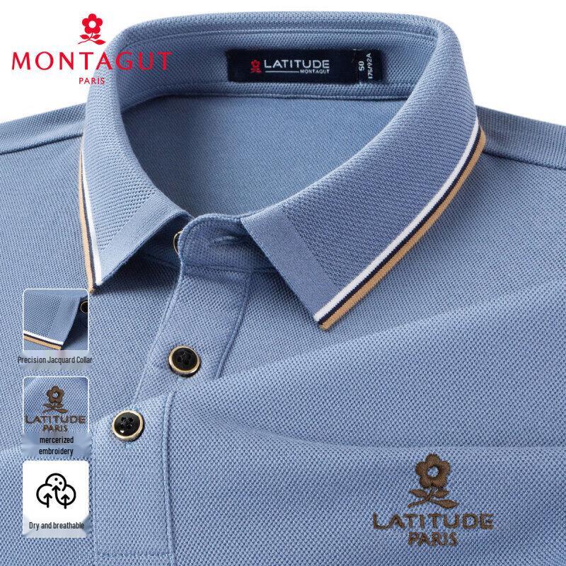 MONTAGUT Men s Cotton Blend Long Sleeve Polo Shirt 54