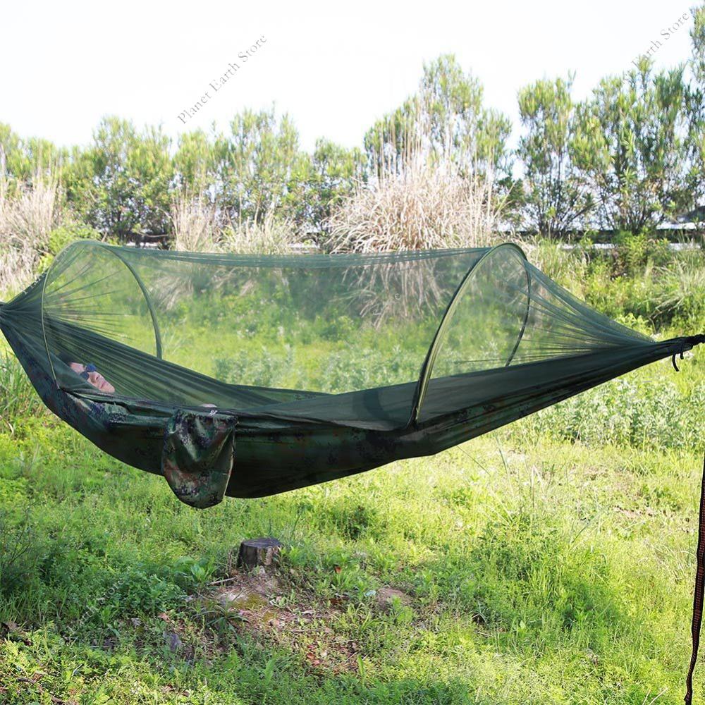 Single Portable Travel Outdoor Camping Hanging Sleeping Hammock with Mosquito Net Camping Hammock Hanging Sleeping Hammock