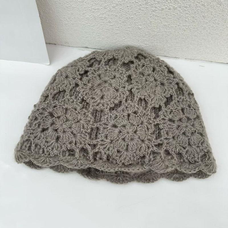 Handmade crochet double-layer thickened bag head hat women's autumn and winter versatile warm knitted fashionable foreign-style wool hat