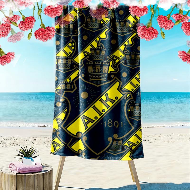 AIK Football Print Beach Towel, Large Soft Quick Dry Towel for Beach Camping Swimming