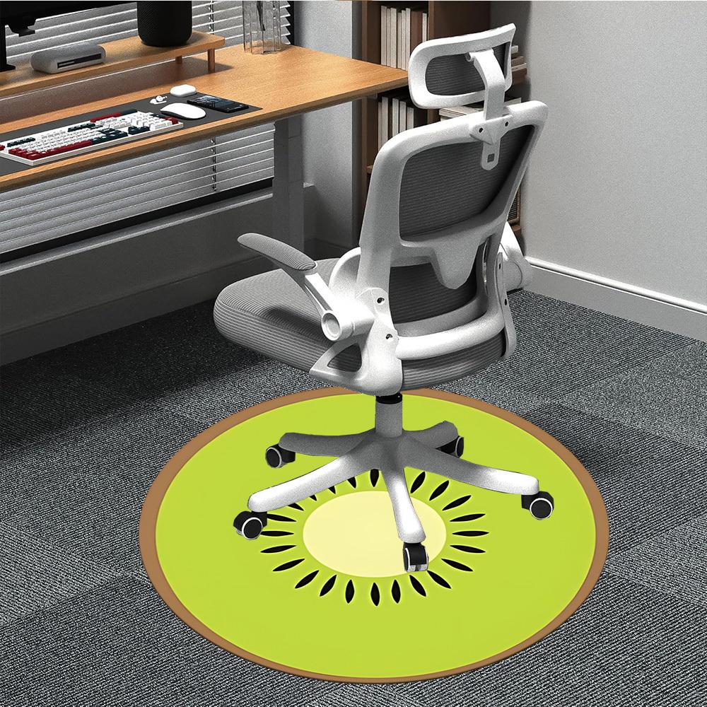 1 Stück Kiwi-Scheibe Büro Runder Teppich, Matte Geeignet für Büro, Unter Bürostühlen Schlafzimmer Wohnzimmer Heimdekoration, Raumdeko