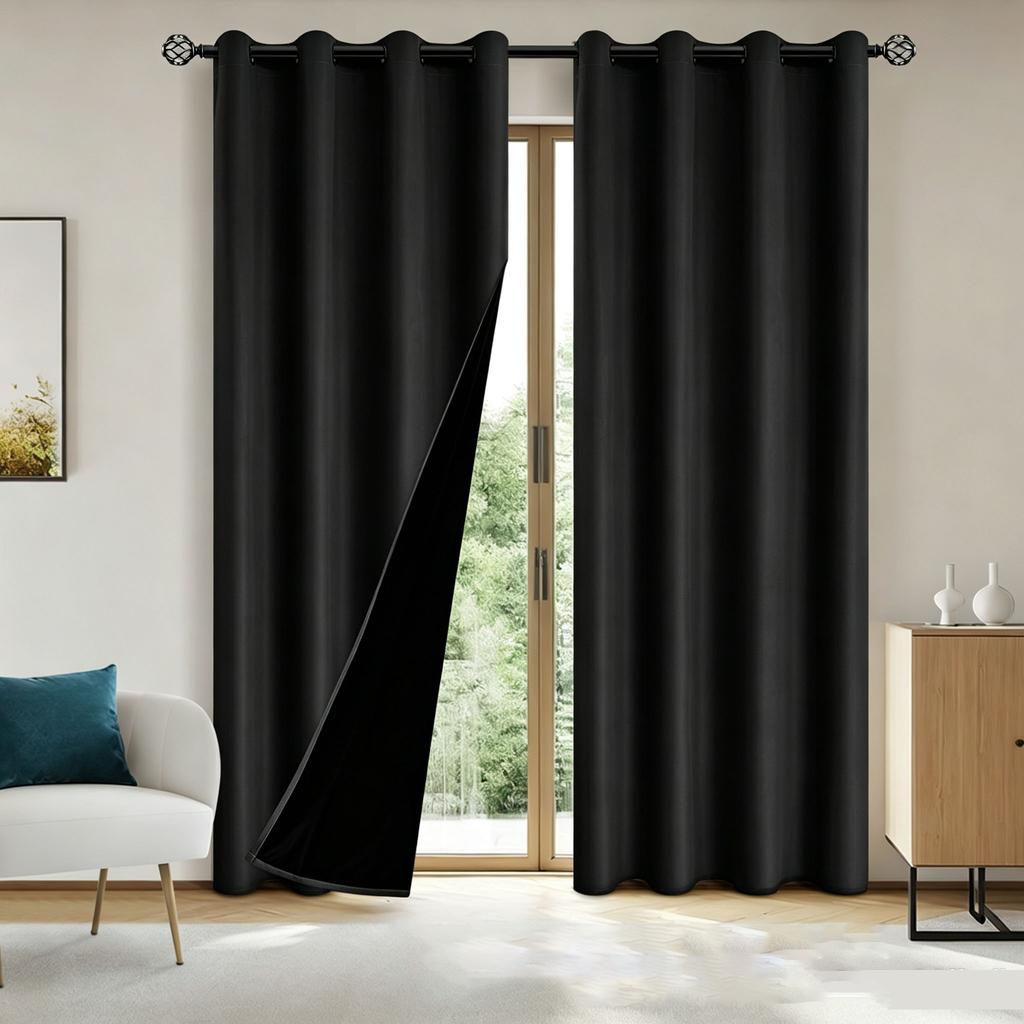 100% Blackout Curtains for Bedroom Living Room Thermal Insulated Grommet Window Drapes Privacy Protection Home Decor
