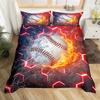 Set Biancheria da Letto Baseball per Bambini Set Copripiumino Sport con Palla Singolo King per Ragazzi Adolescenti Poliestere Mazza da Baseball Guanti Copripiumino