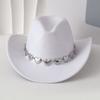 European and American hollow metal oversized love chain hat chain hip hop punk cowboy hat top hat retro felt hat