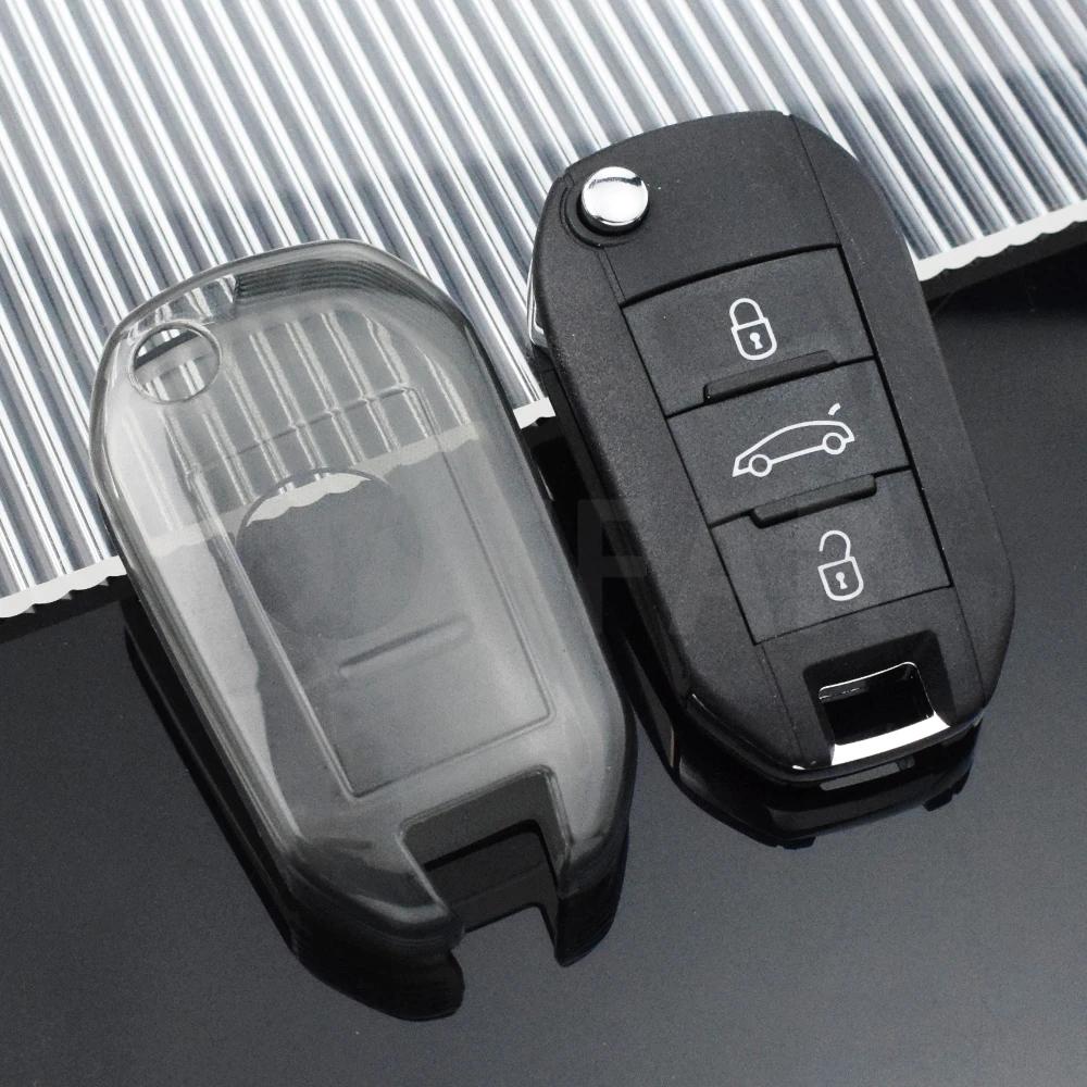 Transparent Car Key Case Full Cover Holder for Peugeot 3008 208 308 508 408 2008 307 4008 for Citroen C4 C4L CACTUS C3 C6 C8