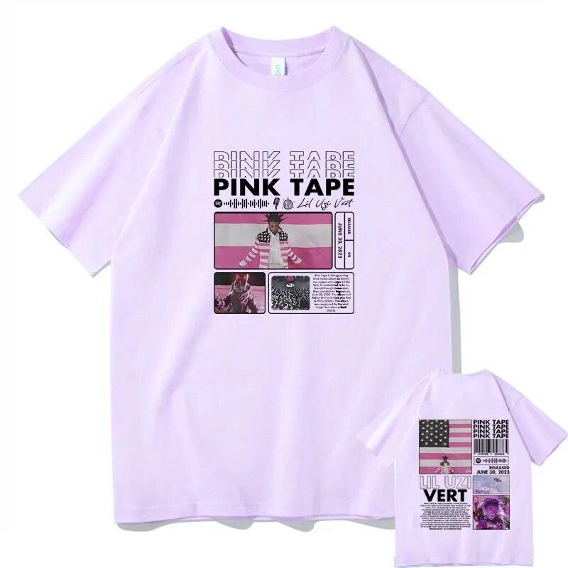 

Репер Lil Uzi Vert Pink Tape Print Графічні футболки унісекс, хіп-хоп, рок, футболка, унісекс, вулична футболка, унісекс, чиста бавовна S