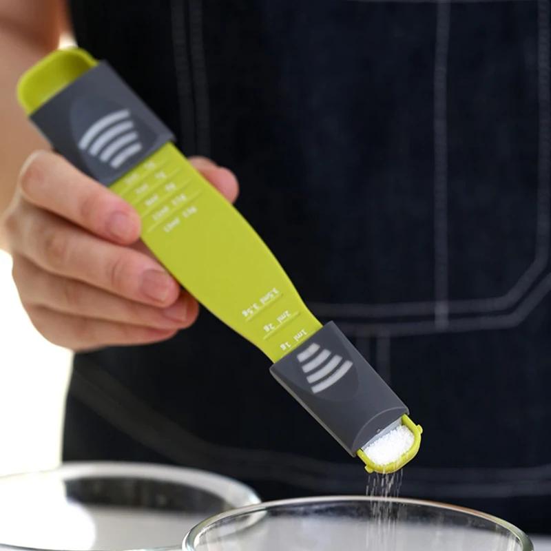 Adjustable Measuring Spoon Kitchen Measuring Spoon with Scale Double End Sugar Powder Measuring Spoon Grams for Baking Cooking