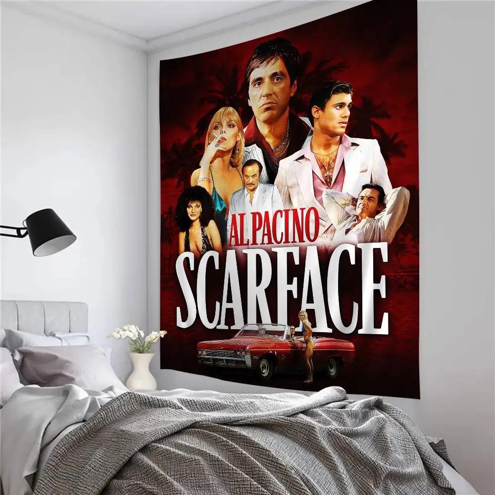 Retro Sscarface Film Cartoon Tapestry Art Science Fiction Room Home Decor Art Home Decor