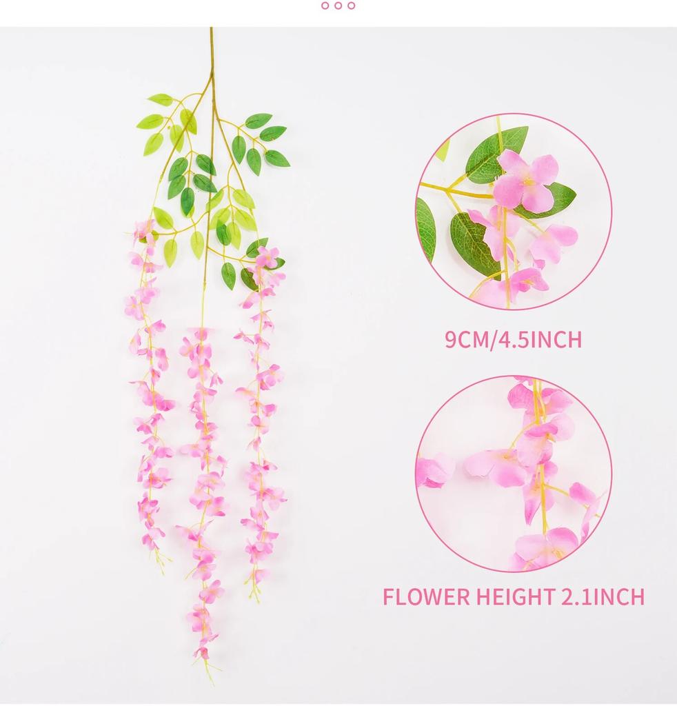 110cm Artificial Flower Vine Ivy Leaf Garland for Home Wall Plant Fake Wisteria Flower  Wedding Party Hotel Flower Arch Decor