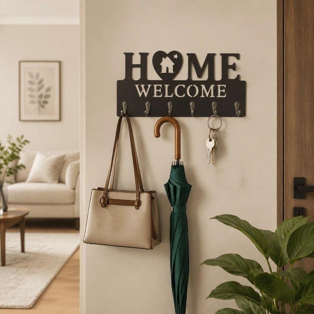 Nordic Style Wall Mount Key Rack Wooden Wall Decorative Hook Sundries Storage Shelf  Entryway