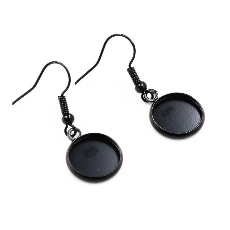 10 Stück 12mm Tablett-Fassung Cabochon Ohrhaken Rohling Fassung Runder Anhänger Ohrbasis Komponenten Für DIY Glas Cameo Schmuckherstellung
