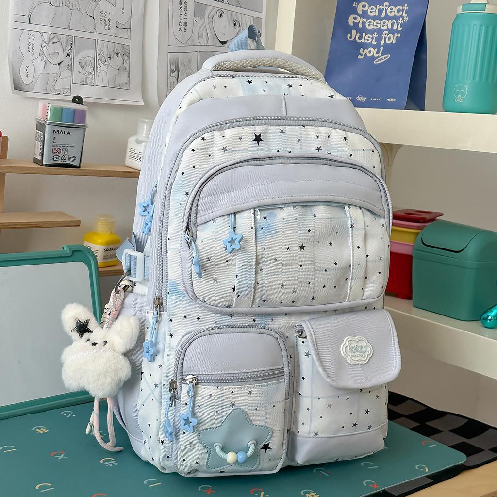 Schoolbagins College Style Cute Large Capacity Casual Backpack Female High School Student Junior High School Student Class School Bag Make-up Bag