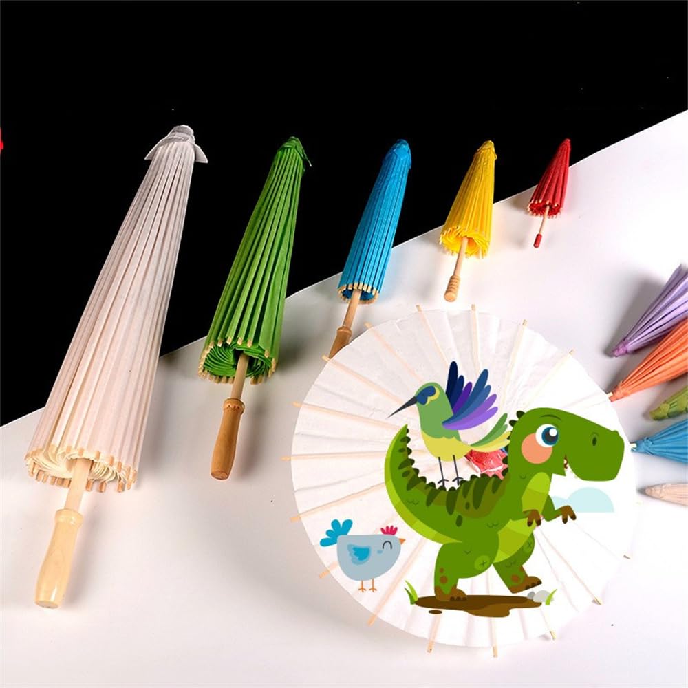 SITEDAN Japanese-style Parasol, Plain, Set of 6, Children's Parasol, Dance Umbrella, Decorative Umbrella, Photography Umbrella, Paper Umbrella, Long U