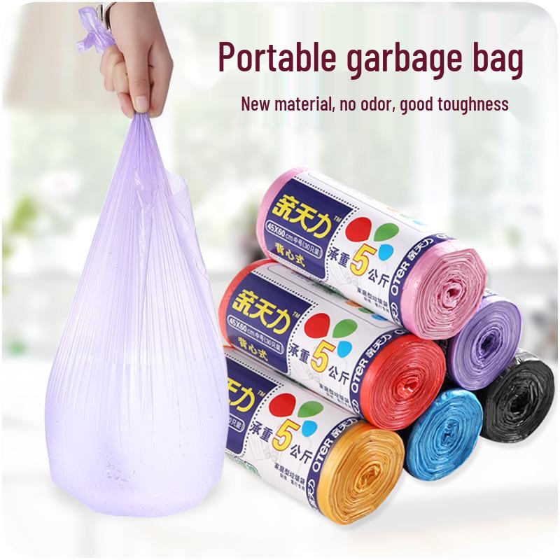 Large Colored Handheld Vest-Style Trash Bags - Thickened for Kitchen Use