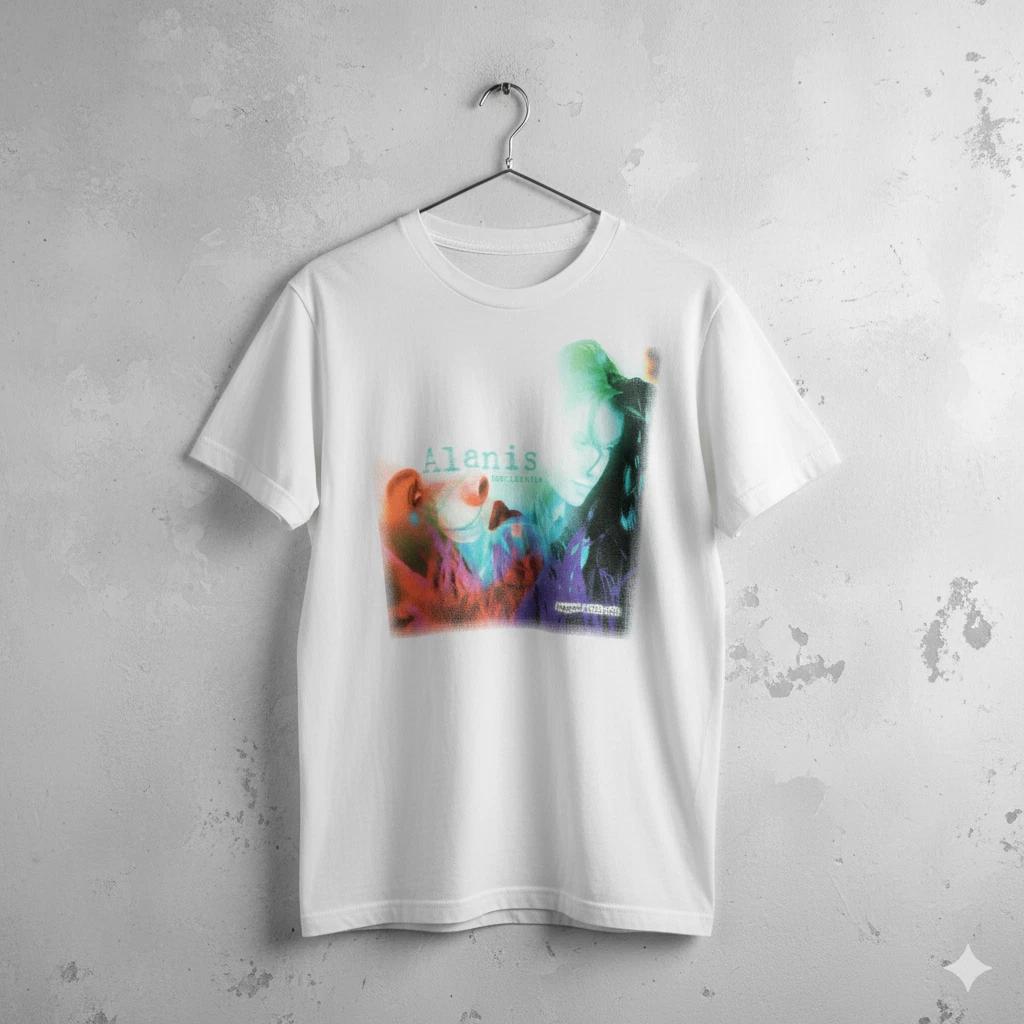 Alanis Morissette Jagged Little Pill Graphic White T-Shirt Mens - T040 S