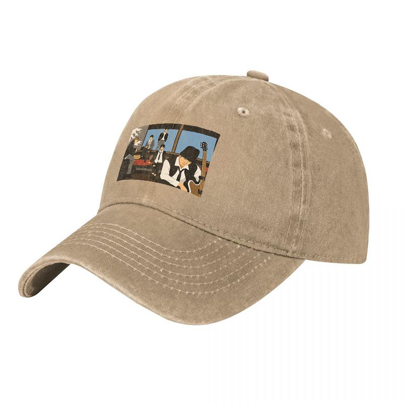 Cartoon Office Scene Printed Washed Canvas Baseball Cap Unisex Adjustable Fit Casual Streetwear Hat for Unisex and Women