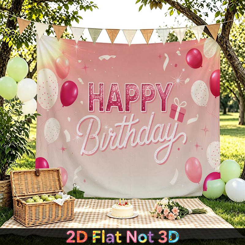 Party Backdrop Happy Birthday Birthday Pink Photo Booth Background Front Door Decor
