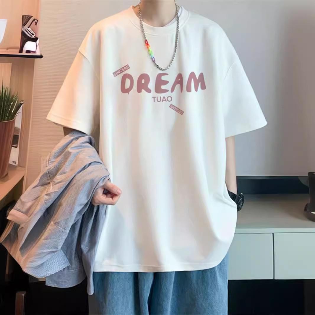 

Men s Trendy White 100% Cotton Short-Sleeve T-Shirt with Letter Print 3XL білий