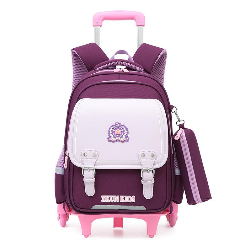 Girls' New Base Climbing Stairs Girls Princess Children's Trolley Schoolbag Primary School Students Burden Reduction Waterproof Backpack
