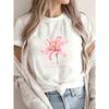 White T Shirt With Pink Lily Flower And Bible Verse Luke 12 27 For Women Casual Wear Summer Outfit