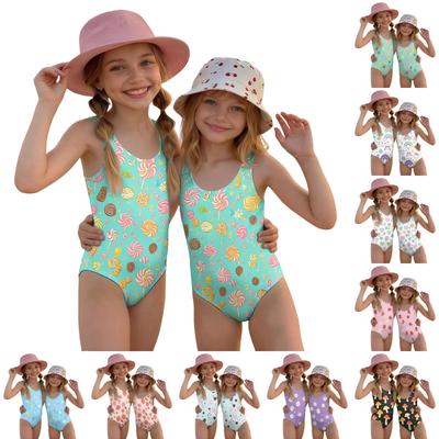 Mädchen Einteiler Badeanzug Sommer Kinder Freizeit Mode Ärmellos Badebekleidung mit Pilzprint Geeignet für Strand Pool Wasseraktivitäten