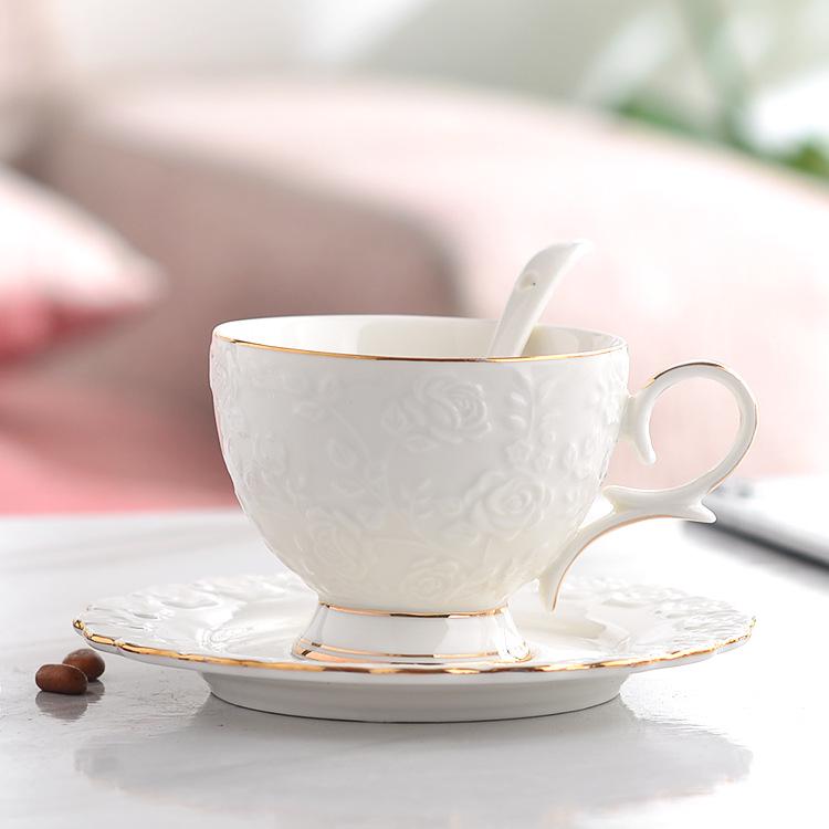 Retro European Style Ceramic Iced Americano and Latte Cup Set with Saucer