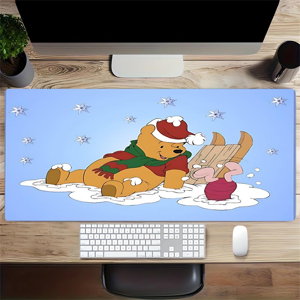 Winter Winnie Pooh Adventure Large Gaming Mouse Pad Nonslip Rubber Base Waterproof Desk Mat For Office Pc Laptop