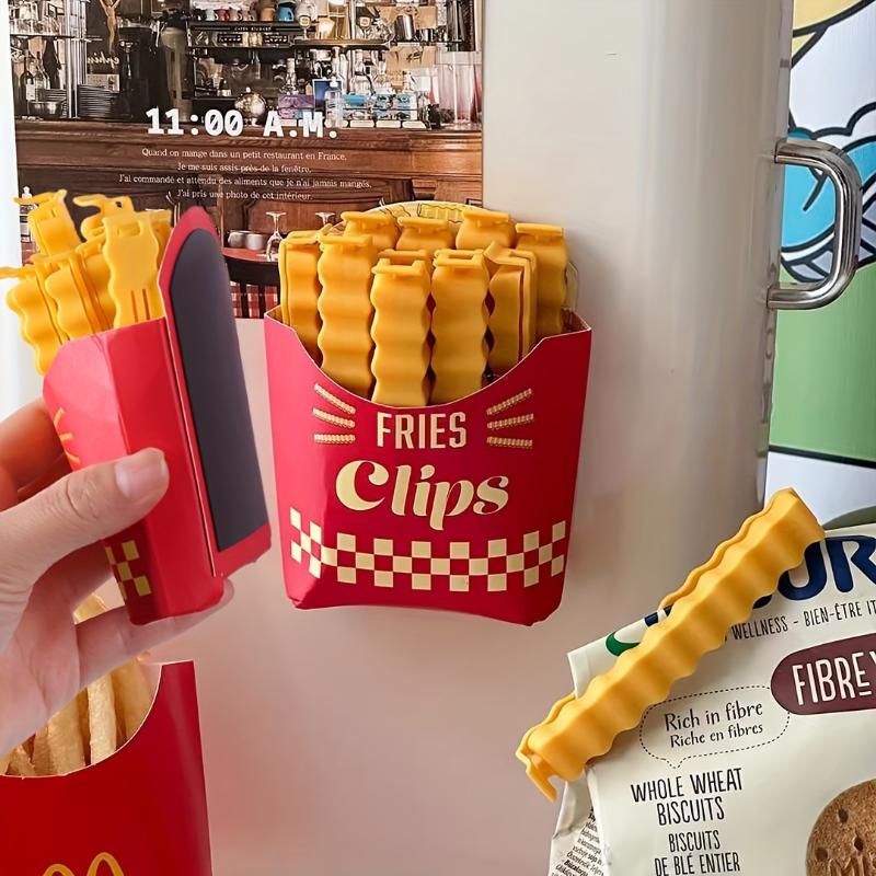 12PCS Food Safe French Fry Shaped Sealing Clips Reusable Snack Bag Clips for Kitchen Pantry Storage Organization