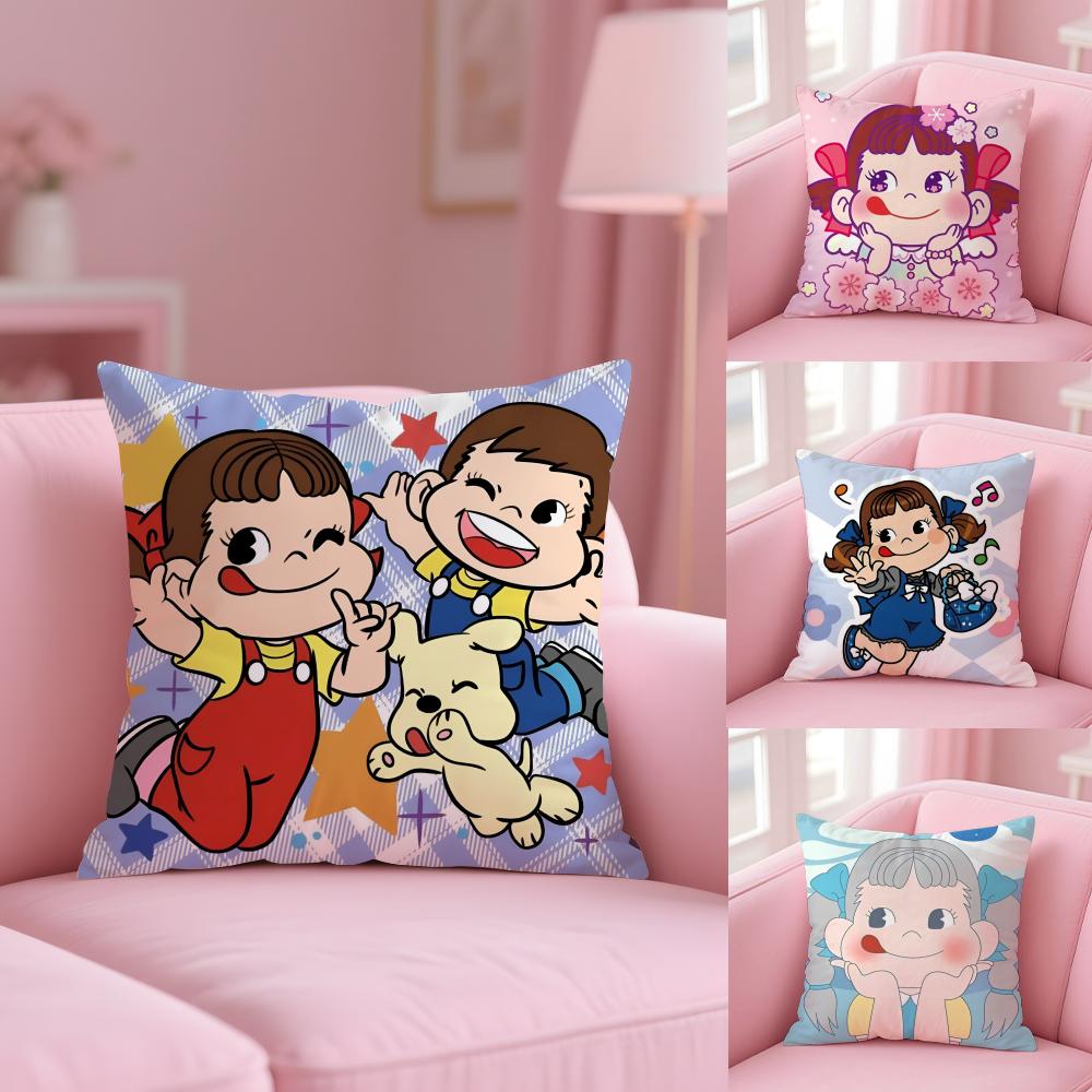 Candy Brand F-Fujiya Cushion Cover Plush Fabric Soft Double-Sided Printed Invisible Zipper Sofa Pillow Case Home Decor