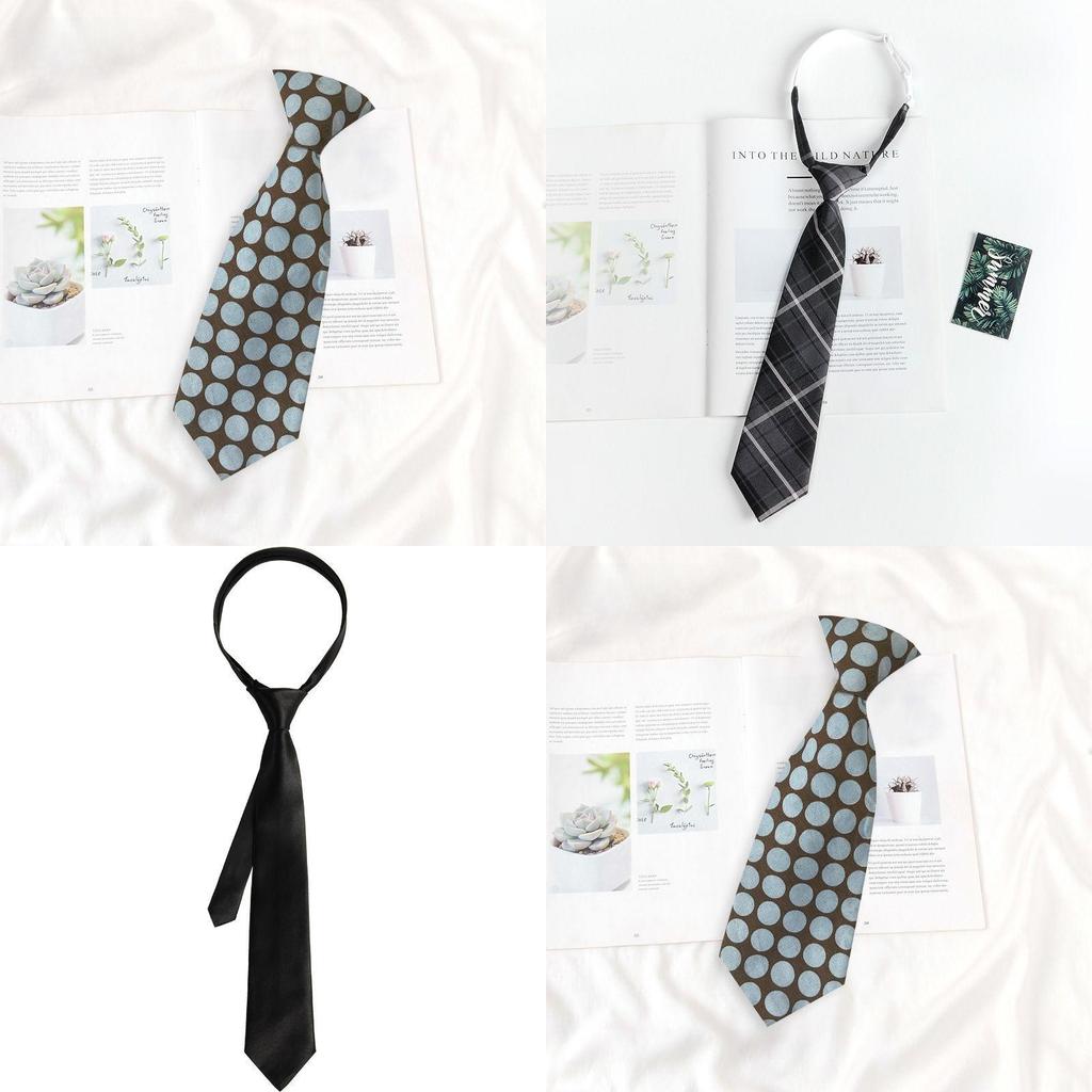 Kids Pattern Polyester Lazy Tie With Clip For School Uniforms And Gift Ideas