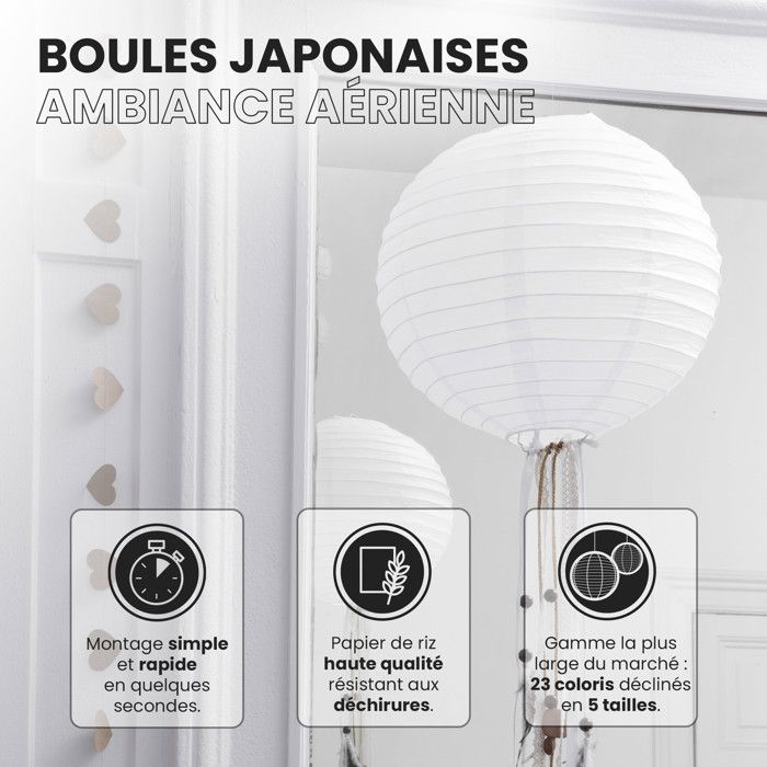 Lampion en Papier - SKYLANTERN - 50cm - Blanc - Intérieur - Décoration de fête