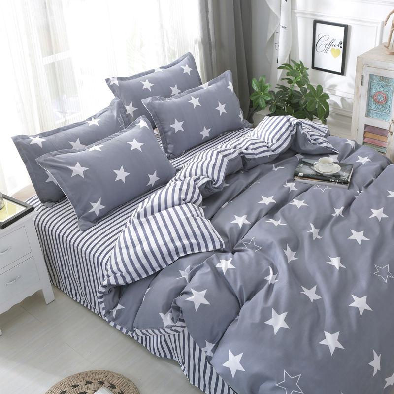 Four-piece Bedding Washed Cotton Single Double Student Three-piece Bed Linen Quilt Cover Pillowcase