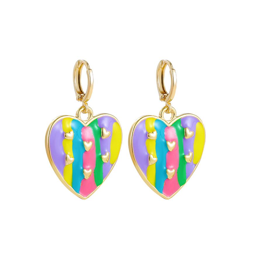 New Fashion Circle Ear Huggie Small Hoop Earrings for Women Cute Candy Color Enamel Round Heart Earrings Party Zircon
