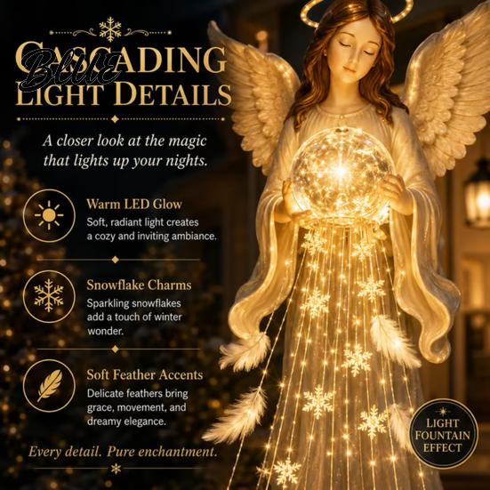 Solar Powered Path Lights Angel Remembrance Garden Light Resin Blessing Fountain Statue with Cascading Thoughtful Gifts LED Warm Lights Outdoor